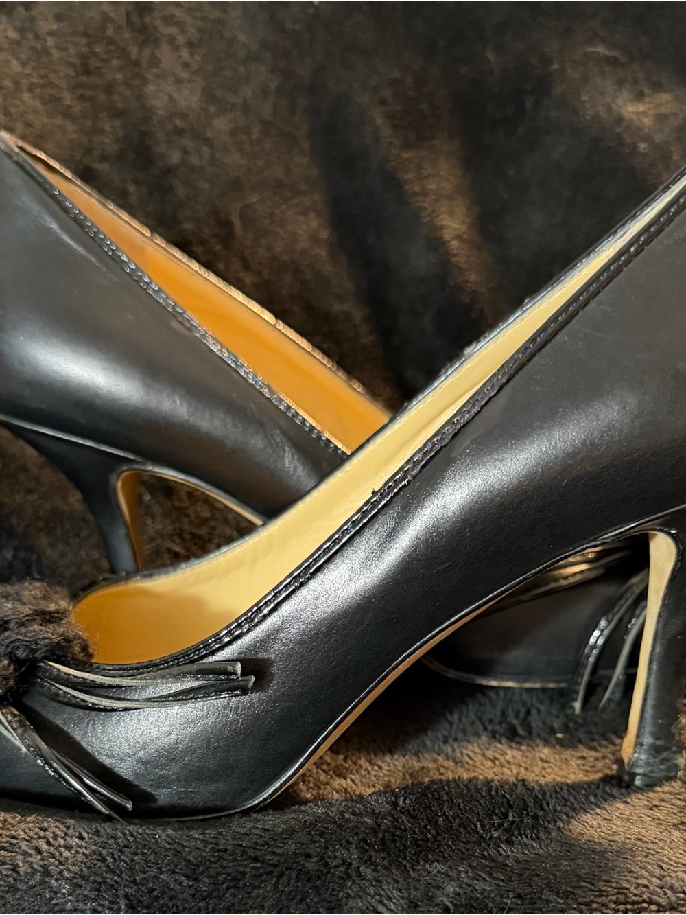 ISAAC-Black- Leather- High Heel Pumps w/Tassel Detail-size 8-Made in Italy